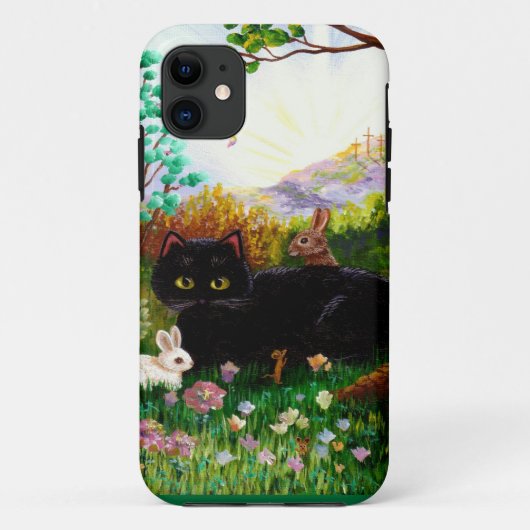 イースター芸術の黒猫のバニーのクリスチャンCreationart Case-Mate iPhoneケース (裏面)