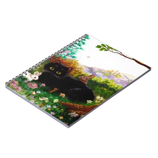 イースター芸術の黒猫のマウスのクリスチャンCreationarts ノートブック (左側)
