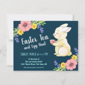 イースター茶および卵の狩りの春のバニー海軍 招待状 (正面)