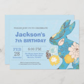 イースター誕生日の男の子のイースターエッグの誕生日のウサギ 招待状 (正面/裏面)