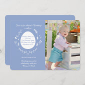 イースター誕生日の青い写真の招待状 招待状 (正面/裏面)