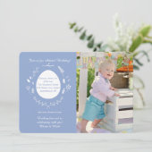 イースター誕生日の青い写真の招待状 招待状 (スタンド正面)