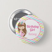 イースター誕生日ガールフェアリーかわいいカスタムピンク 缶バッジ (正面&裏面)