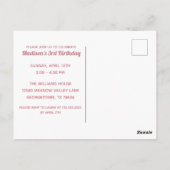 イースター誕生日パーティー 女の子 フォト ピンク 招待状 (裏面)