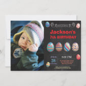 イースター誕生日ボーイイースターエッグフォト誕生日 招待状 (正面)