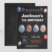 イースター誕生日ボーイイースターエッグ誕生日 招待状 (正面/裏面)