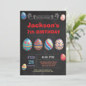 イースター誕生日ボーイイースターエッグ誕生日 招待状 (スタンド正面)