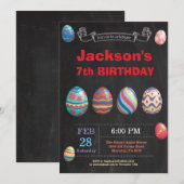 イースター誕生日ボーイイースターエッグ誕生日 招待状 (正面/裏面)