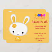 イースター誕生日招待状かわいいイエローバニー 招待状 (正面/裏面)