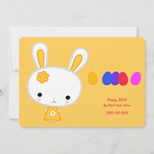 イースター誕生日招待状かわいいイエローバニー 招待状 (裏面)