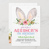 イースター誕生日招待状, イースターバニー誕生日, 招待状 (正面/裏面)