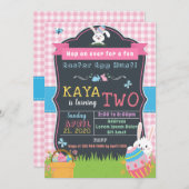 イースター誕生日招待状for Girl 招待状 (正面/裏面)