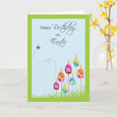 イースター誕生日(卵とろうそく) カード (黄色い花)