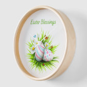 イースター賛美のイースターエッグフローラと蝶 壁時計 (傾斜)