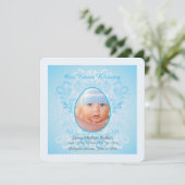 イースター賛美の青い写真誕生のお知らせ シーズンカード (スタンド正面)