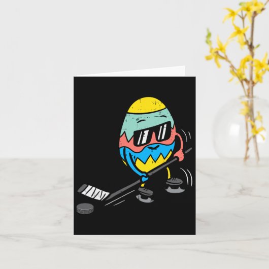 イースター遊エッグのアイスホッケーかわいいスポーツメンズ少年 カード (黄色い花)