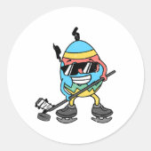 イースター遊エッグのアイスホッケーかわいいスポーツメンズ少年 ラウンドシール (正面)