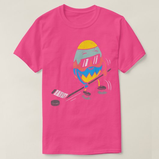イースター遊エッグのアイスホッケーかわいいスポーツメンズ少年 Tシャツ (デザイン正面)