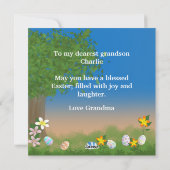 イースター遊卵で愛らしい復活祭 シーズンカード (裏面)