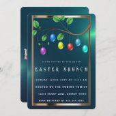 イースター金ゴールドフレームかわいい卵招待状 招待状 (正面/裏面)