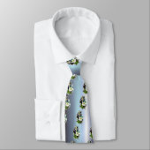 イースター金交差の白いLilly花-青 ネクタイ (タイ)