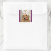 イースター間抜けバニーの耳を持つゴールデンレトリバー犬 スクエアシール (バッグ)