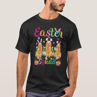イースター隊ウサギ耳ゴールデンレトリバーの犬ハッピー Tシャツ