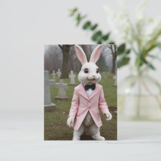 イースター風変わりバニーの墓地はがき ポストカード (スタンド正面)