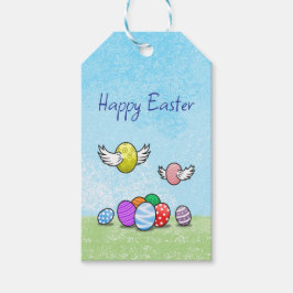 イースター飛んでいるエッグ ギフトタグ