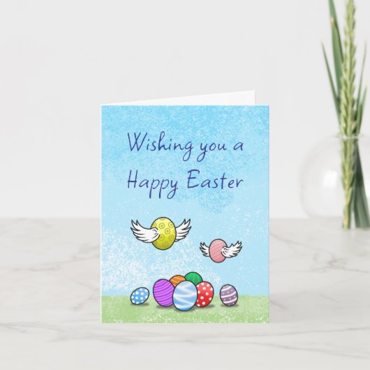 イースター飛んでいるエッグ シーズンカード (正面)