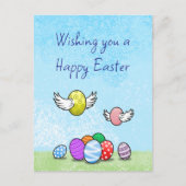 イースター飛んでいるエッグ シーズンポストカード (正面)