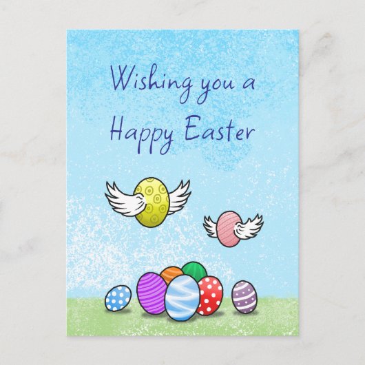 イースター飛んでいるエッグ シーズンポストカード (正面)