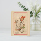 イースター食べ物を与えでのヴィンテージの幼児のバニー ポストカード (スタンド正面)