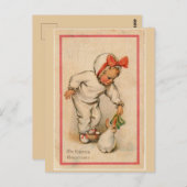 イースター食べ物を与えでのヴィンテージの幼児のバニー ポストカード (正面/裏面)