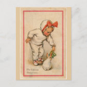 イースター食べ物を与えでのヴィンテージの幼児のバニー ポストカード (正面)