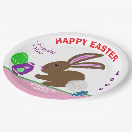 イースター飾バニー卵の名前 ペーパープレート (アングル)