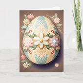 イースター飾卵と切り出しの花 カード (正面)