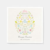 イースター飾卵のフローラの葉バニー スタンダードカクテルナプキン (正面)