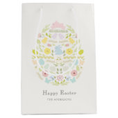 イースター飾卵のフローラの葉バニー ミディアムペーパーバッグ (正面)