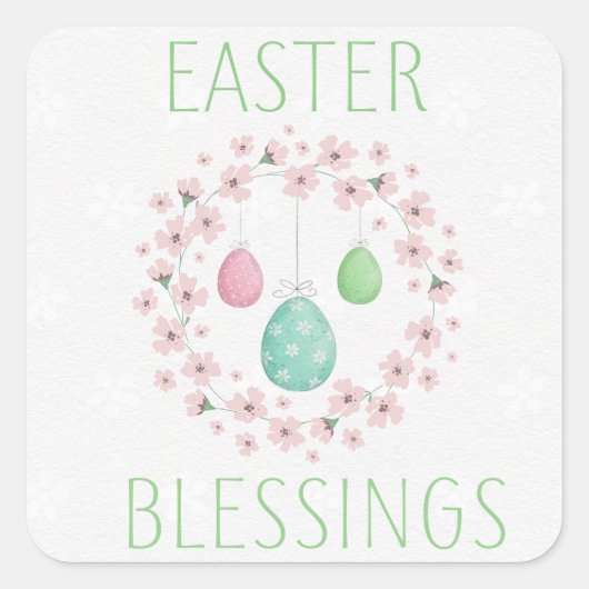 イースター飾恵み卵フローラリース スクエアシール (正面)