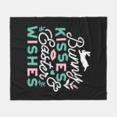 イースター魅力的タイポグラフィバニーイースター フリースブランケット (正面(横))