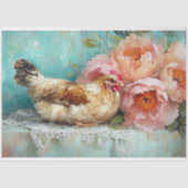 イースター魅力的チキン素朴の牡丹のデコペ 薄葉紙 (正面)