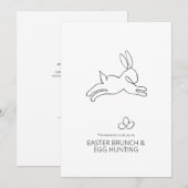イースター魅力的バニーのラインスケッチ 招待状 (正面/裏面)
