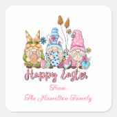 イースター魅力的格言と花模様 スクエアシール (正面)