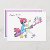 イースター魔法魔女とバニー シーズンポストカード (正面/裏面)