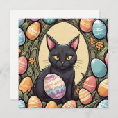 イースター黒猫と色彩の鮮やか卵 シーズンカード (正面/裏面)