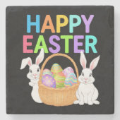 イースター2025 卵 ウサギ 可愛い ウサギ ストーンコースター (正面)