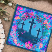 イースター3クロスかわいらしフローラ ノートカード