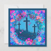 イースター3クロスかわいらしフローラ ノートカード (正面)