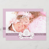 イースター3ピンクの写真誕生のお知らせ シーズンカード (正面/裏面)